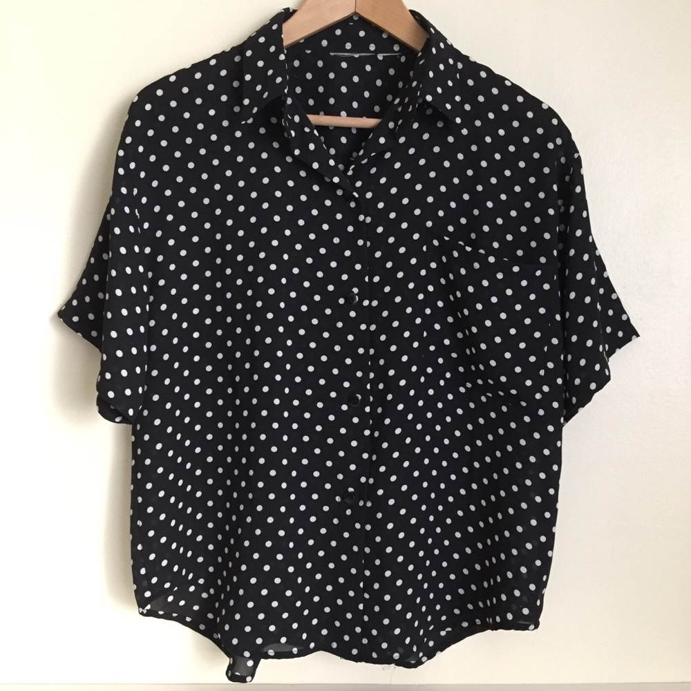 Women's Blouse Short Sleeve Black/White